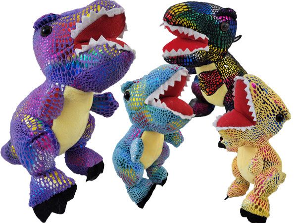 18cm Standing Sparkly Roaring  Dinosaur Soft Toy...Assorted Picked At Random